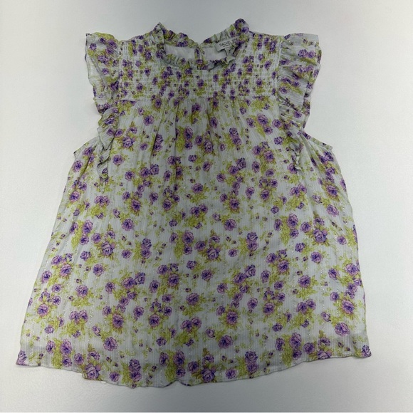 Rachel Zoe Tops - Rachel Zoe Women’s Sleeveless Ruffle Floral Metallic Flowy Blouse Size Large